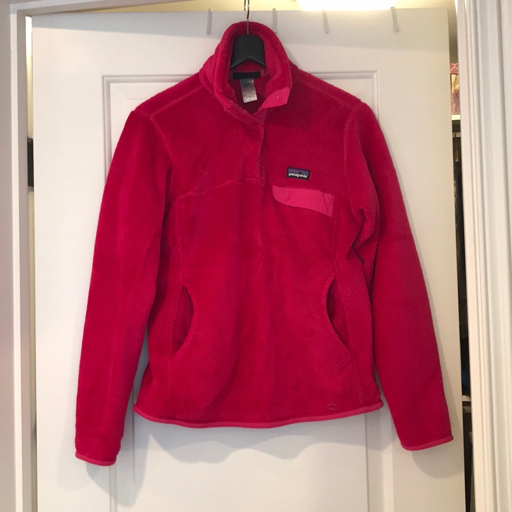 Patagonia hot pink Re-tool Snap pullover, sz small